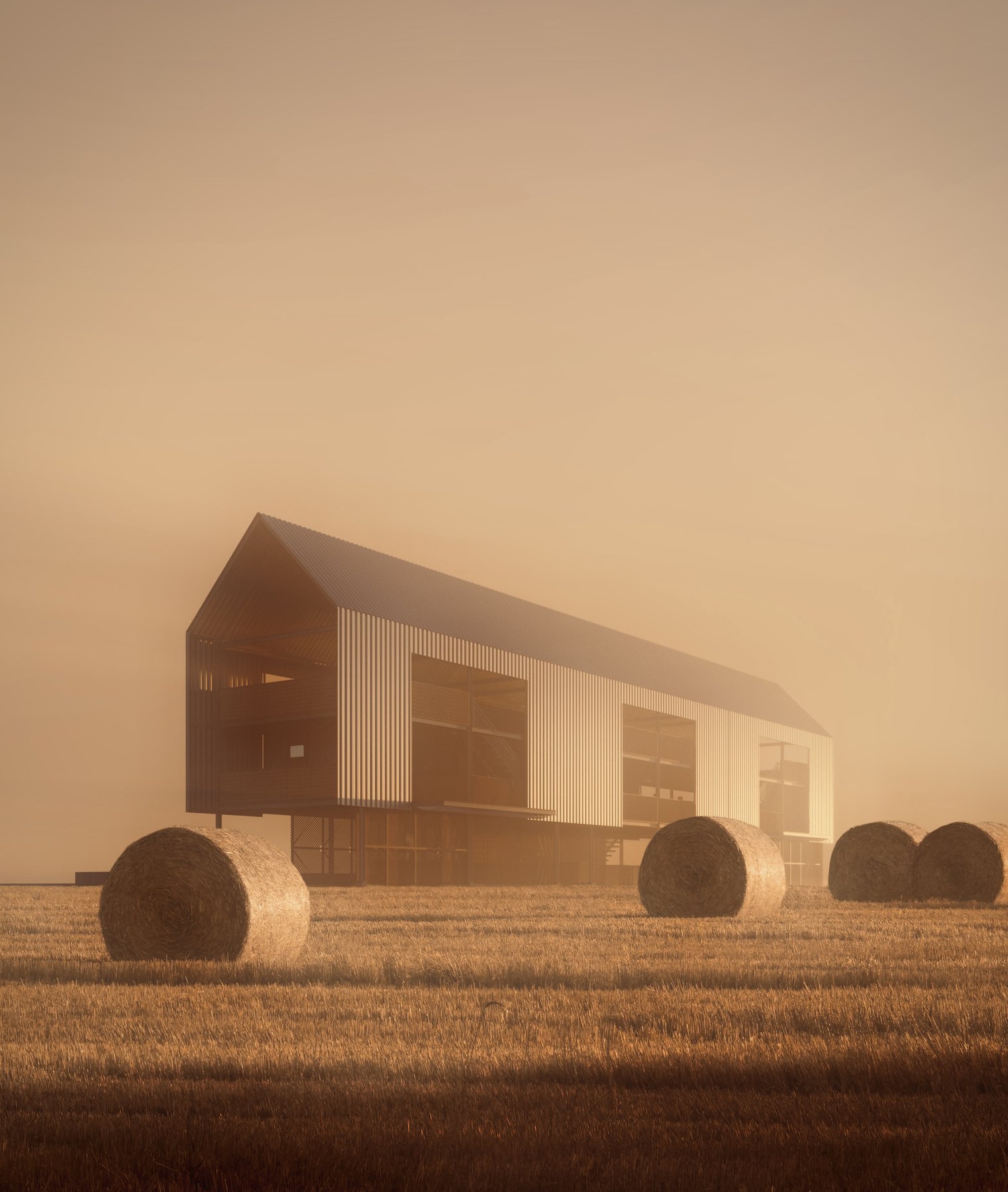 Architectural render — agricultural pavilion, Indonesia