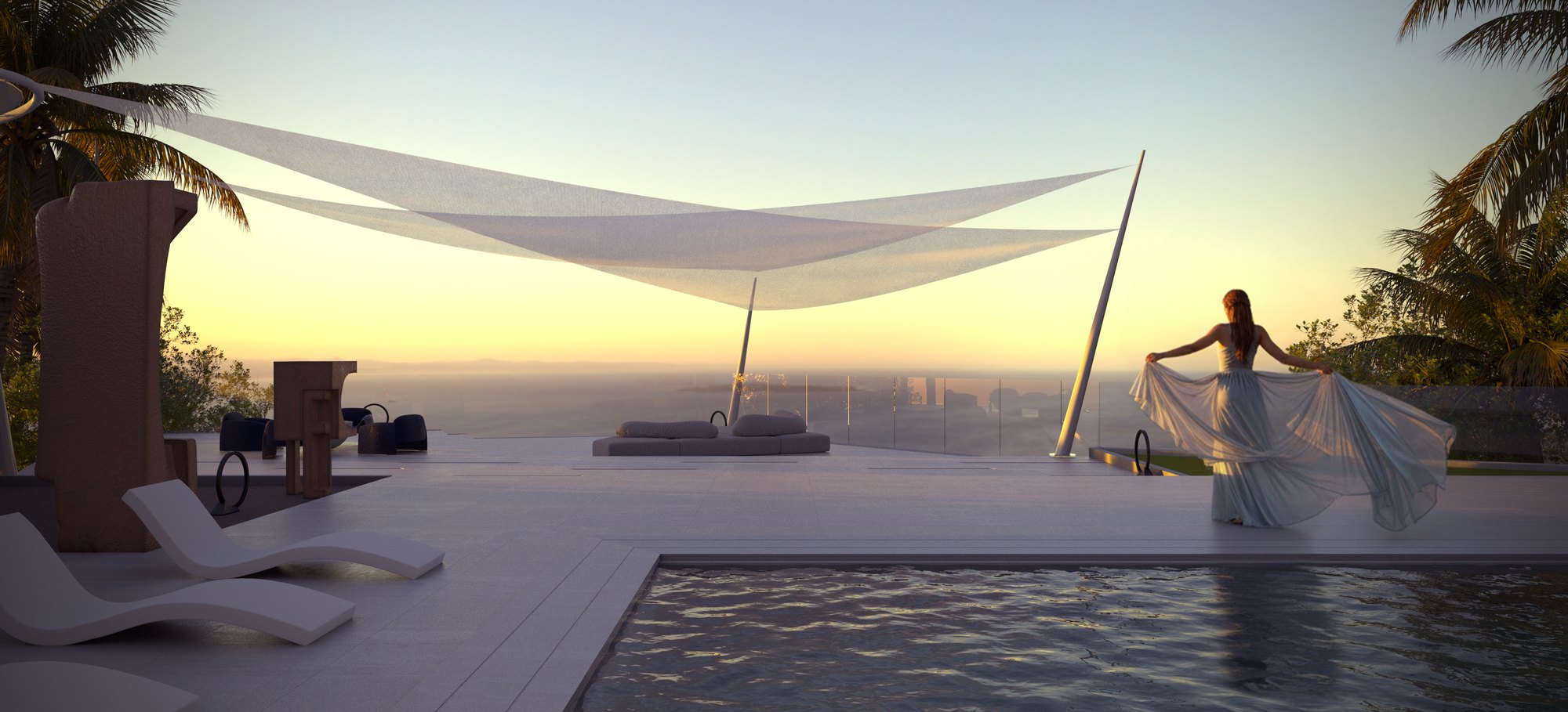 Exterior render — hillside villa, Bali